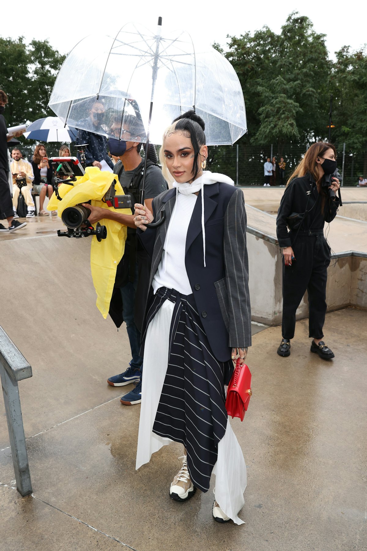 Kehlani attends the front row for Monse Resort 22 during NYFW: The Shows on September 09, 2021 in Ne...