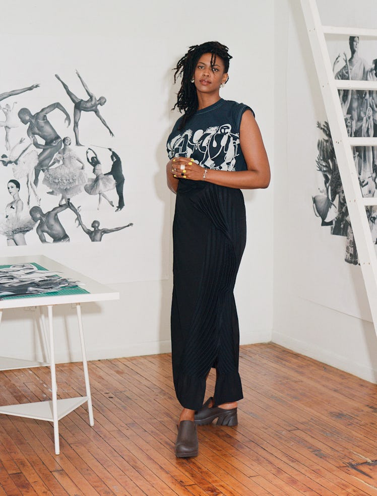 Kandis Williams, in her New York studio with works in progress, will use choreography, performance, ...