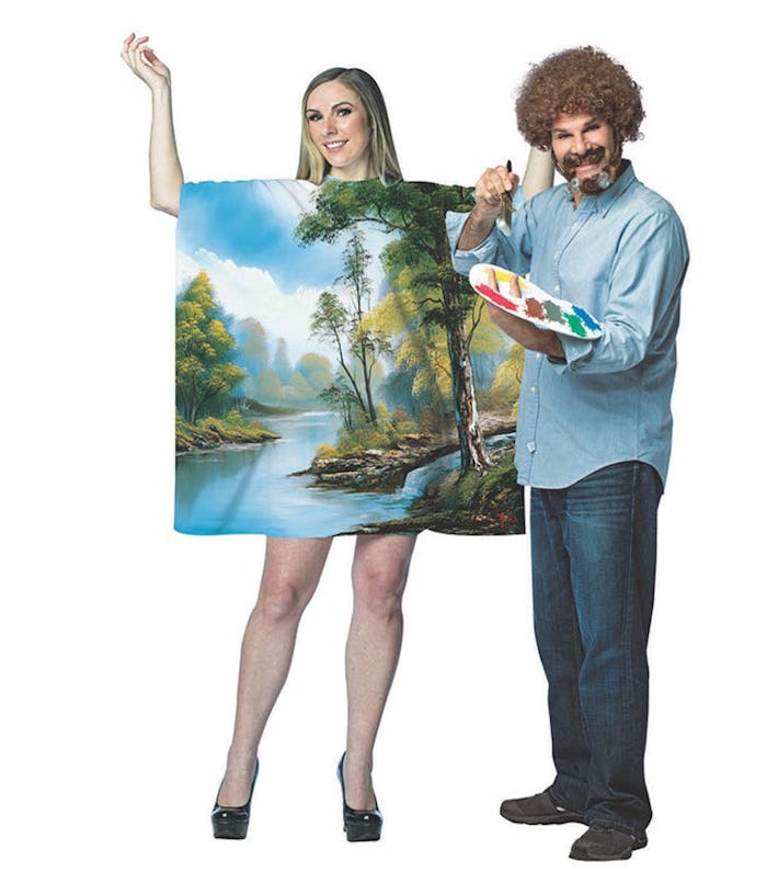 Bob Ross painting couples halloween costumes 