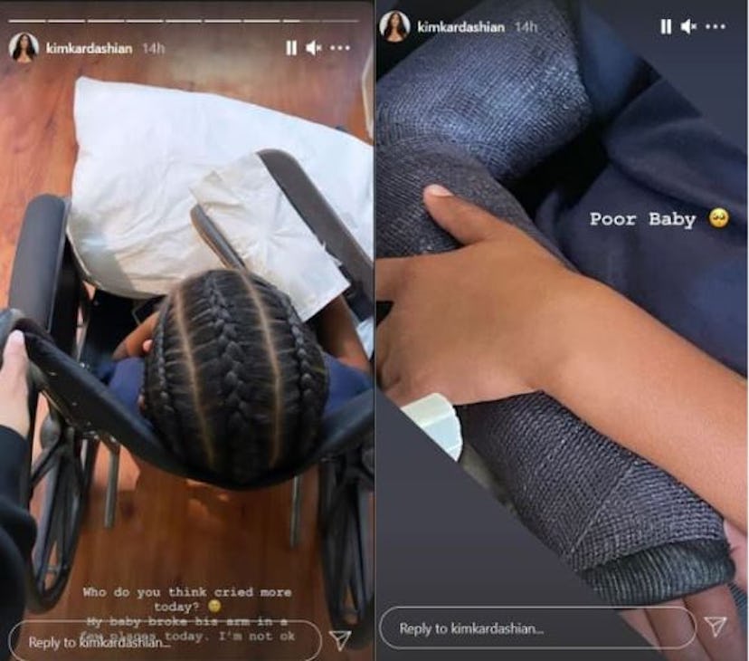 Kim Kardashian says she is not OK after her oldest son Saint West broke his arm this week.