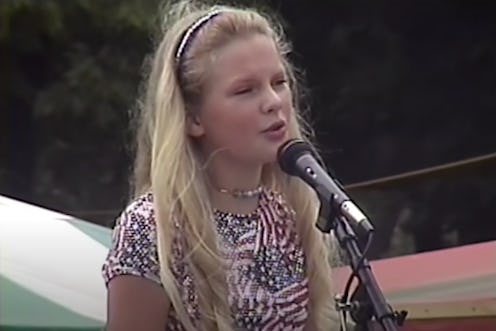 Taylor Swift as a pre-teen in her 'The Best Day (Taylor's Version)' music video.