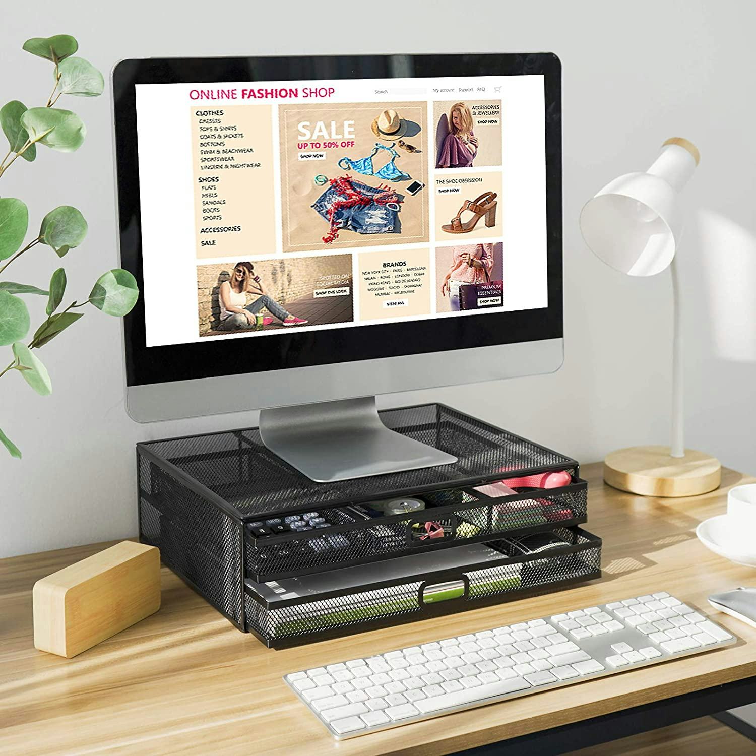 Monitor Stand Riser with Drawer