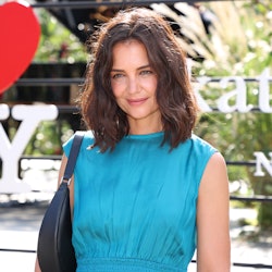 Actress Katie Holmes is seen during the Kate Spade New York Popup Installation VIP Opening Party for...
