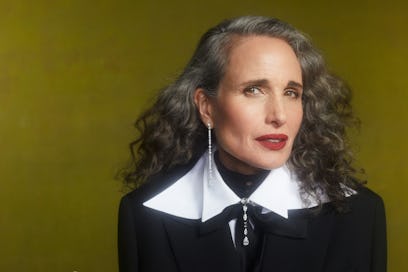 Andie MacDowell shows off her gray hair as the cover of TZR's fall beauty issue.
