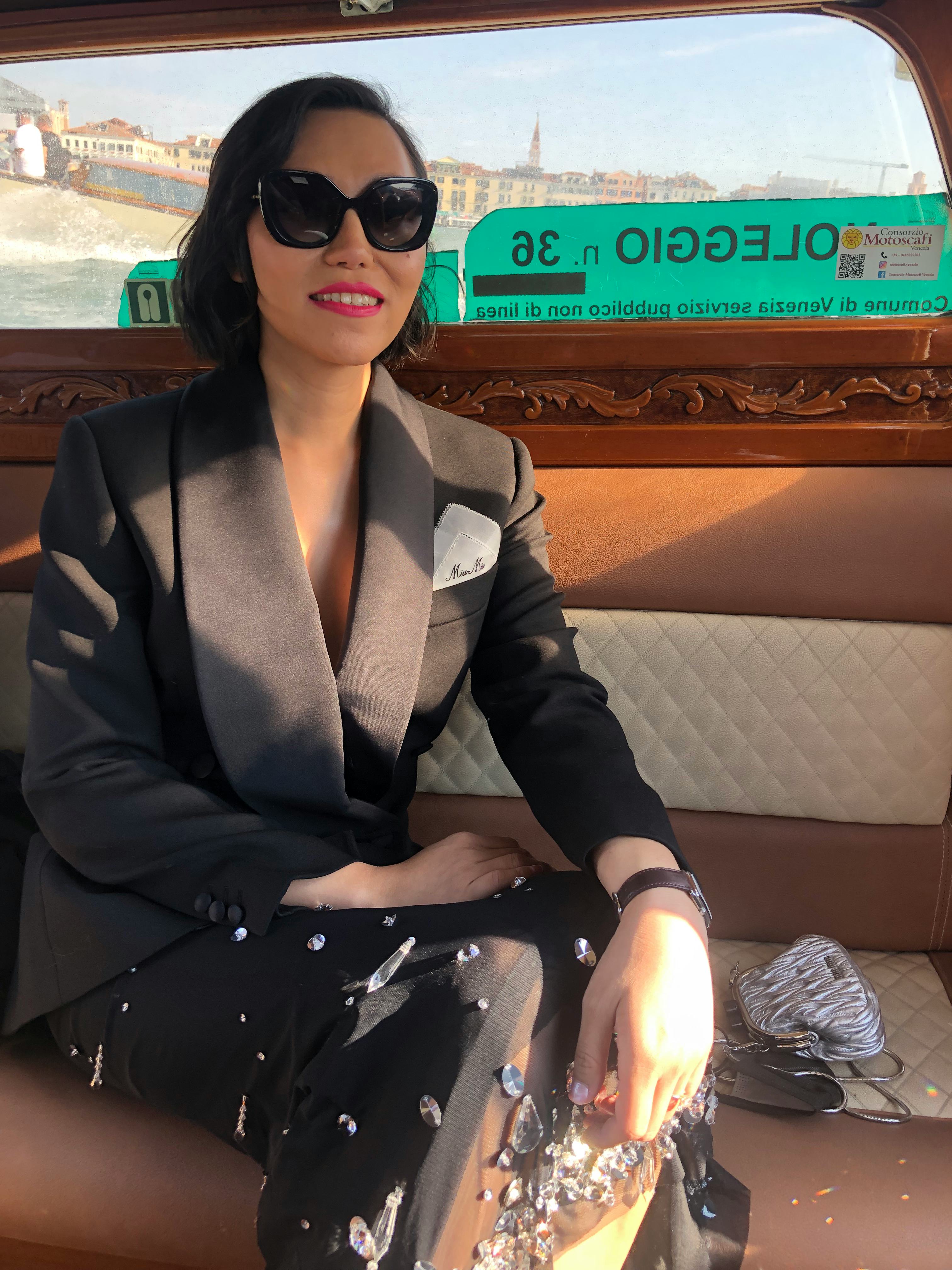 Isabel Sandoval in a water taxi