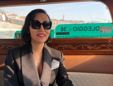 Isabel Sandoval in a water taxi
