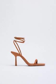 Heeled Strappy Leather Sandals
