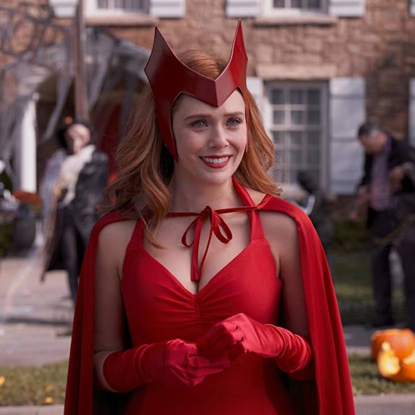 Wanda from 'WandaVision' wears her Halloween costume, which is an inspiration for some Marvel boo ba...