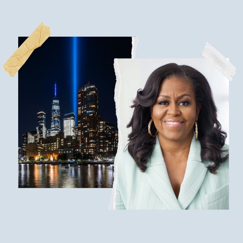 Celebrities including Michelle Obama pay tribute on the 20th anniversary of the 9/11 attacks.