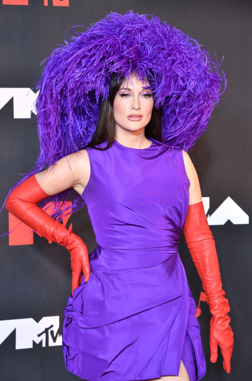 US singer-songwriter Kacey Musgraves arrives for the 2021 MTV Video Music Awards at Barclays Center ...