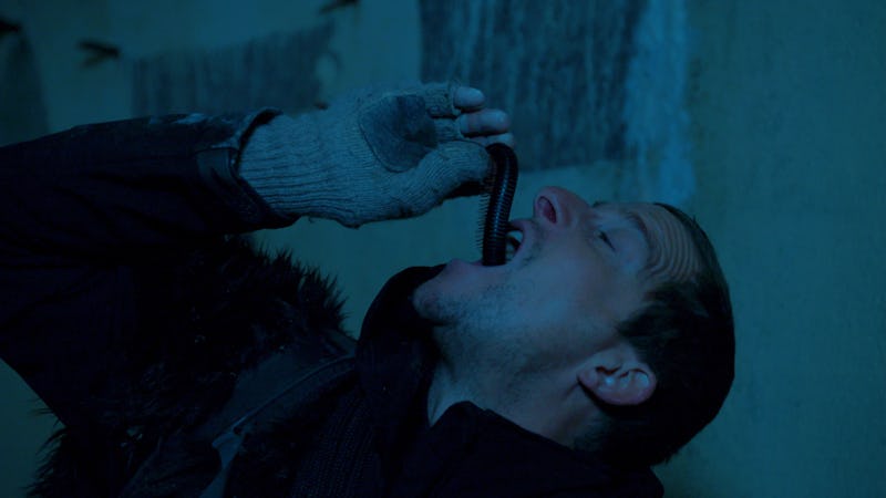 Bear Grylls consumes a millipede in the interactive special 'You vs. Wild: Out Cold,' via the Netfli...