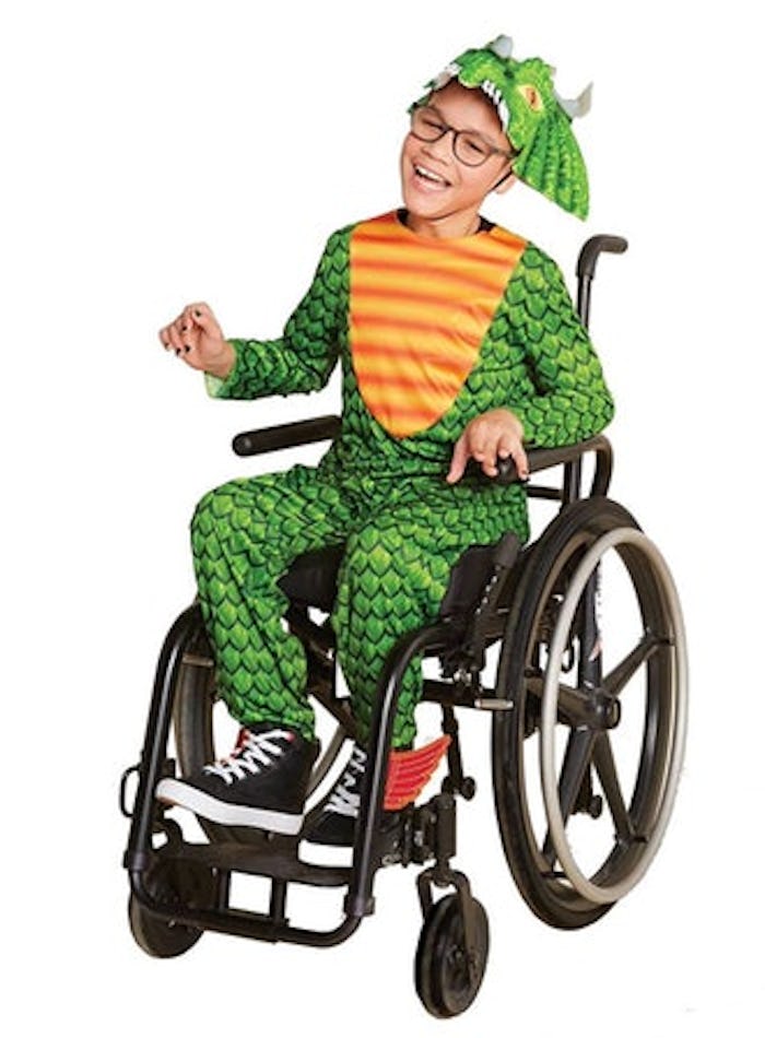 boy in adaptive dragon halloween costume