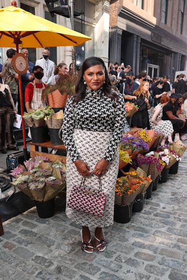 Mindy Kaling attends the Tory Burch Spring/Summer 2022 Collection & Mercer Street Block Party on Sep...