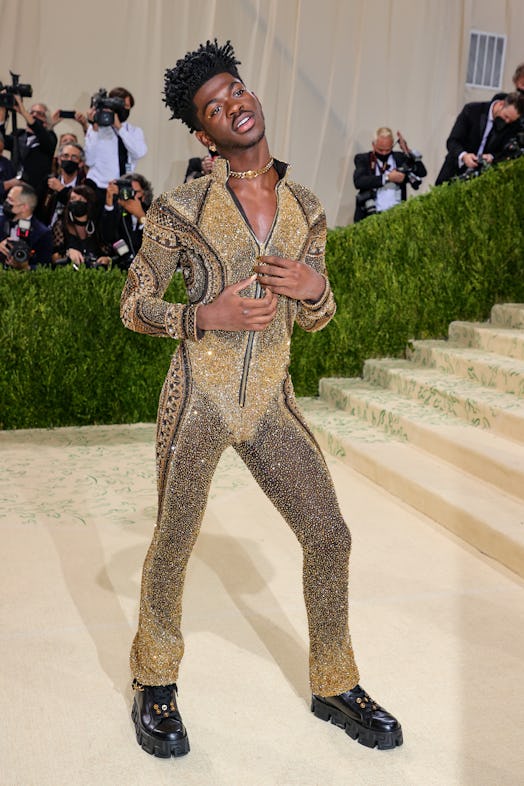  Lil Nas X attends The 2021 Met Gala Celebrating In America: A Lexicon Of Fashion at Metropolitan Mu...