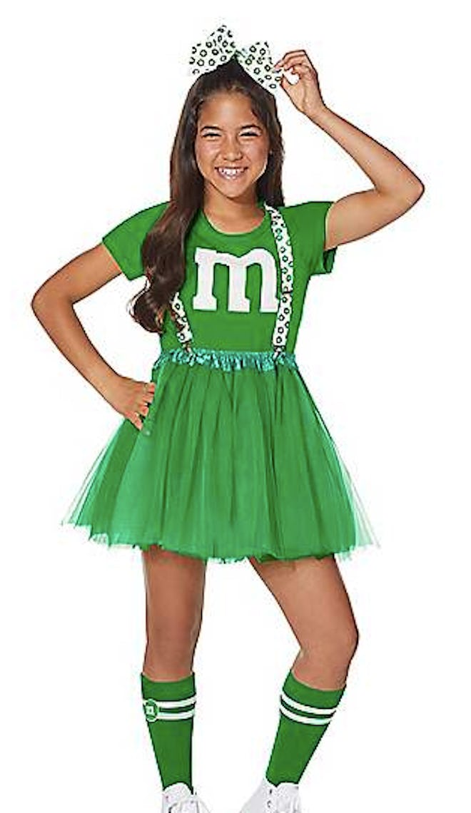 Teenager wearing an M&M Halloween costume