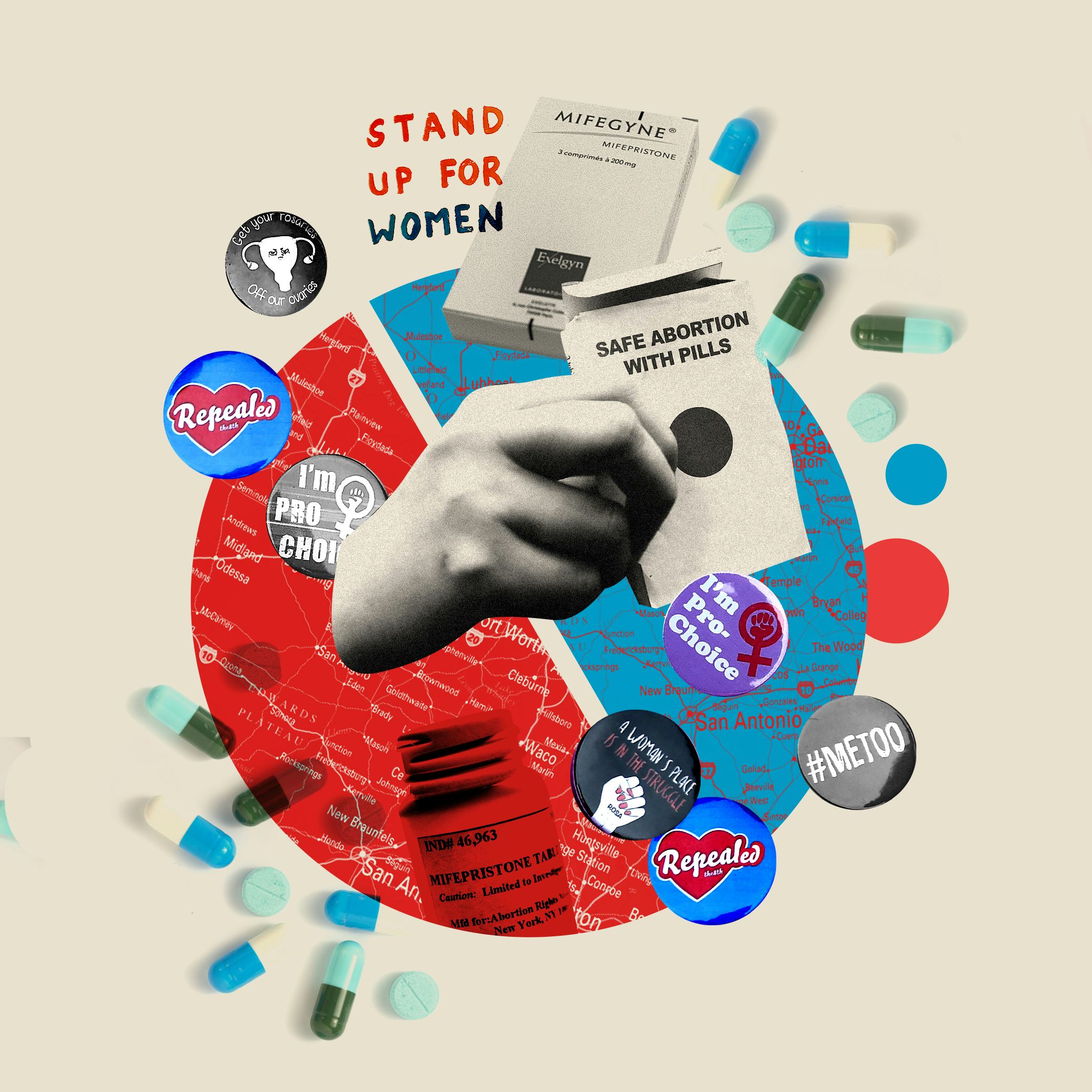 Many different abortion pills and their boxes