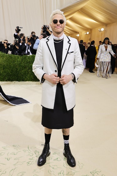 Pete Davidson attends The 2021 Met Gala Celebrating In America: A Lexicon Of Fashion at Metropolitan...