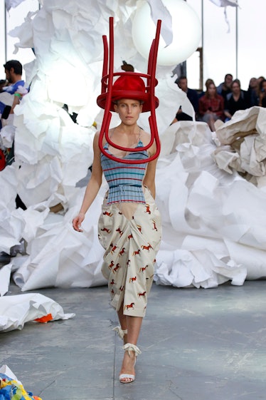 A model walks the runway during the Vivienne Westwood show as part of the Paris Fashion Week Womensw...