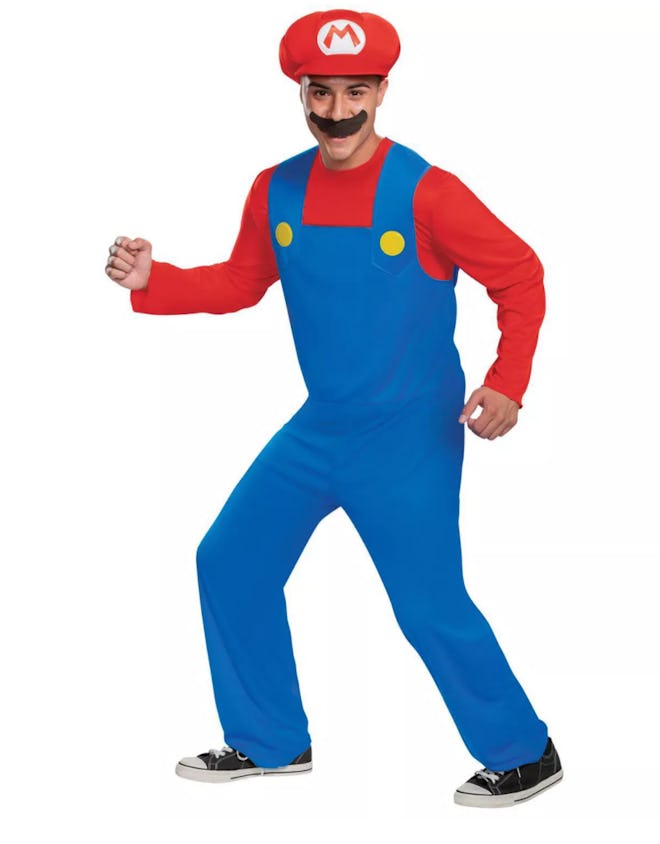 Adult dressed up in Mario costume