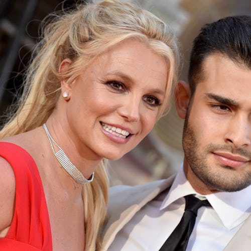 Britney Spears and Sam Asghari attend Sony Pictures' "Once Upon a Time ... in Hollywood" Los Angeles...