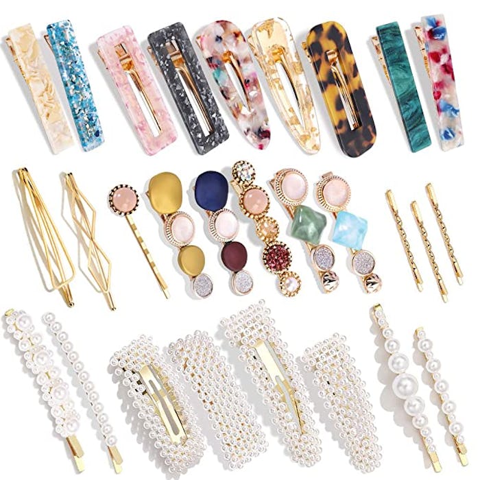 Hingwah Pearls and Acrylic Resin Hair Clips (28-Piece)