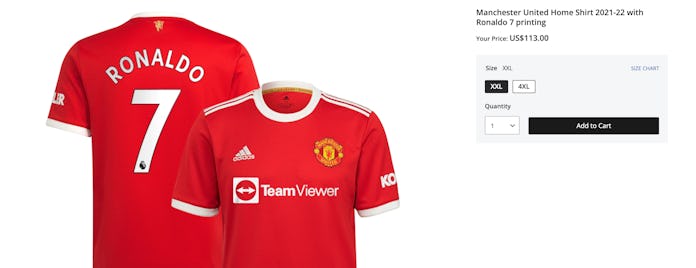 Ronaldo Manchester United Jersey Sales