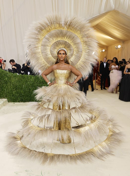 Iman attends The 2021 Met Gala Celebrating In America: A Lexicon Of Fashion at Metropolitan Museum o...