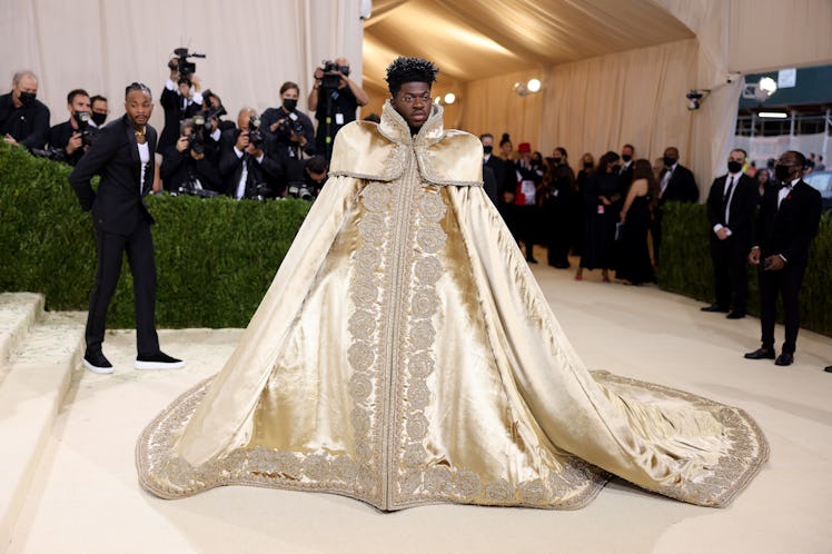 Lil Nas X attends The 2021 Met Gala Celebrating In America: A Lexicon Of Fashion at Metropolitan Mus...