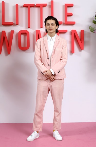 T. CHalamet in pink suit. 