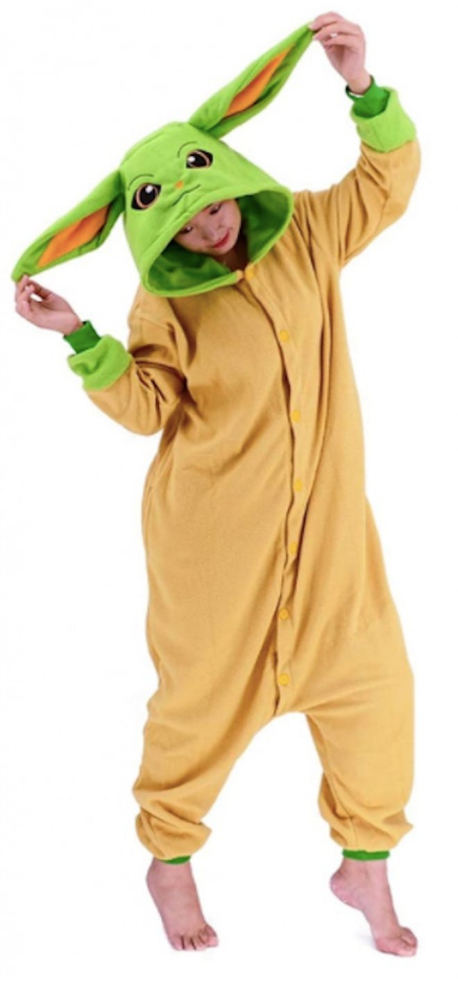 Teen wearing Baby Yoda costume