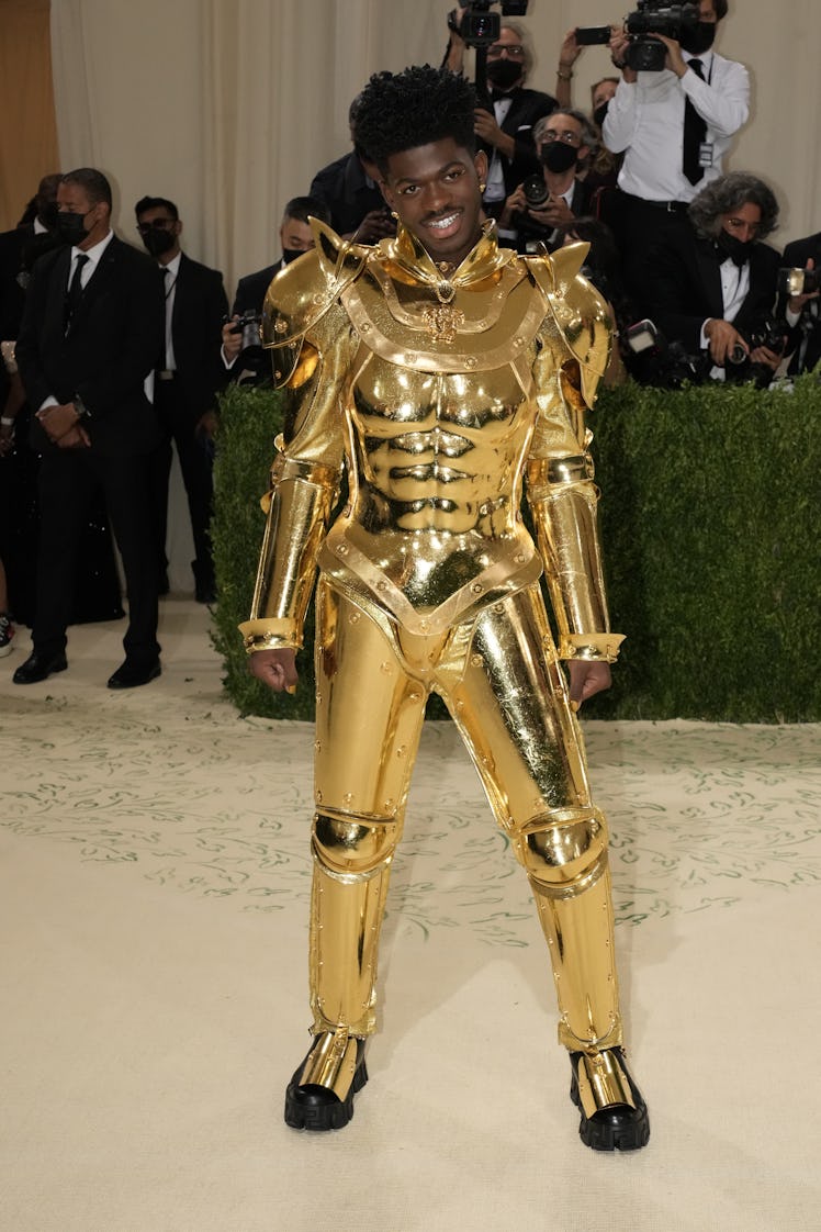 Lil Nas X attends The 2021 Met Gala Celebrating In America: A Lexicon Of Fashion at Metropolitan Mus...