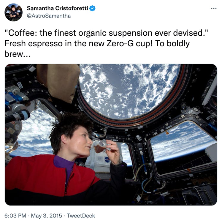  Samantha Cristoforetti, who brewed an espresso in space.