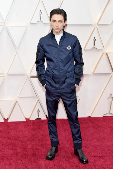 T. Chalamet in blue outfit