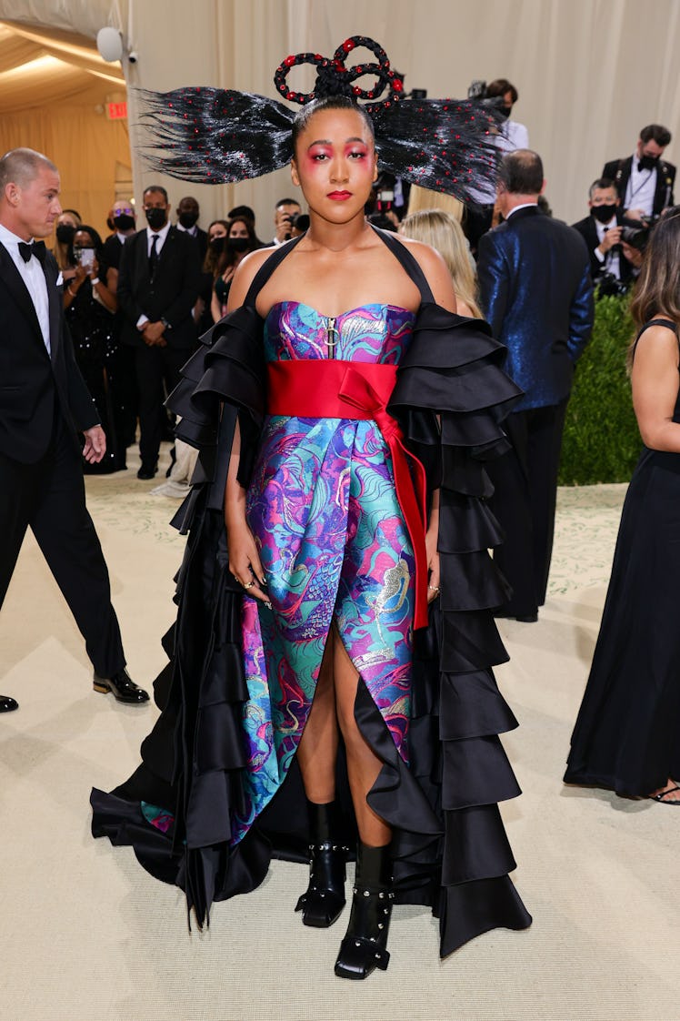 Co-chair Naomi Osaka attends The 2021 Met Gala Celebrating In America: A Lexicon Of Fashion at Metro...