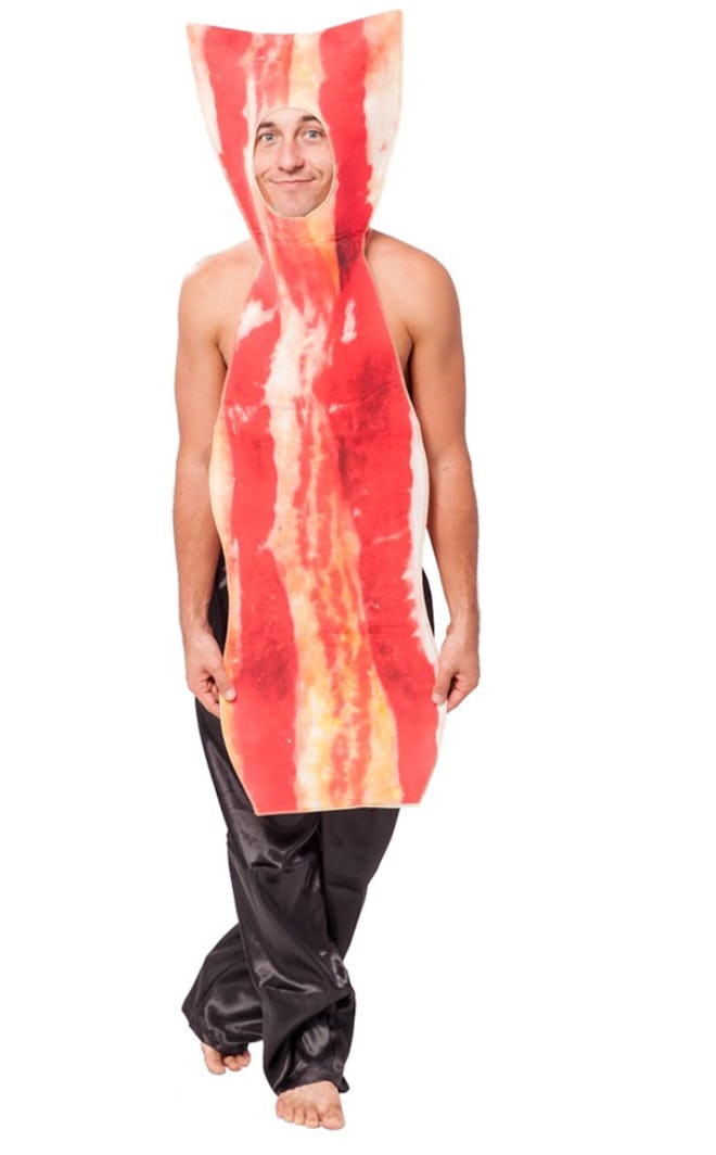 Ma dressed up in bacon costume