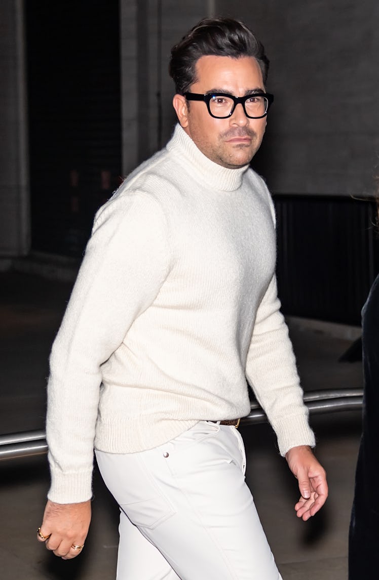 Actor Dan Levy is seen arriving to the Tom Ford spring/summer 2022 fashion show during New York Fash...