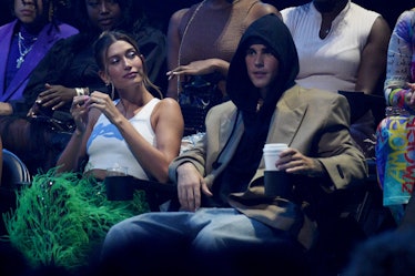 ailey Bieber and Justin Bieber attend the 2021 MTV Video Music Awards at Barclays Center on Septembe...