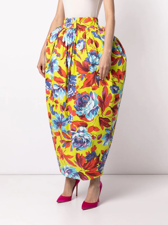 Floral-Print Puffball Skirt