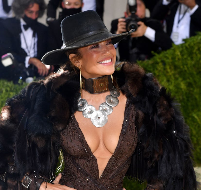 Jennifer Lopez arrives for the 2021 Met Gala.