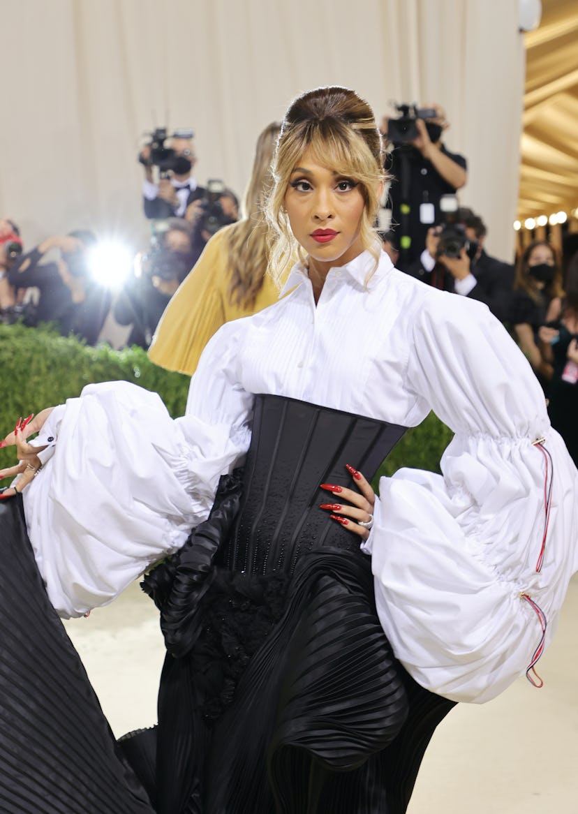 MJ Rodriguez attended the 2021 Met Gala with bold red nails.