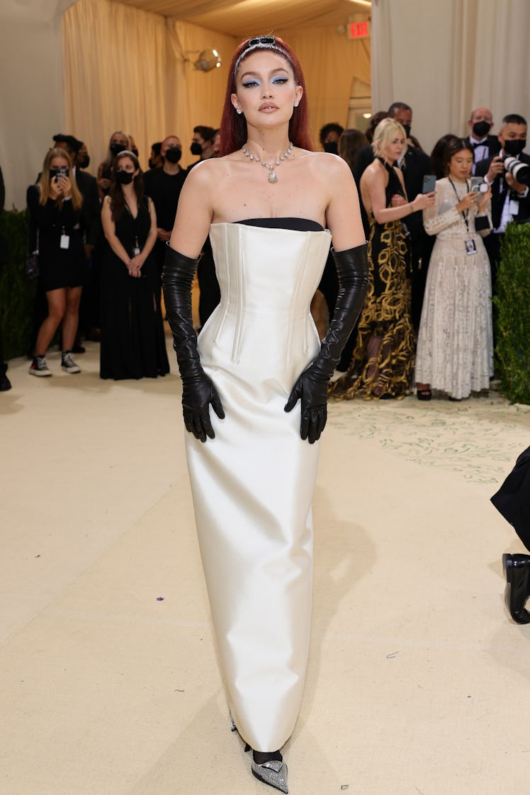 Gigi Hadid attends The 2021 Met Gala Celebrating In America: A Lexicon Of Fashion at Metropolitan Mu...