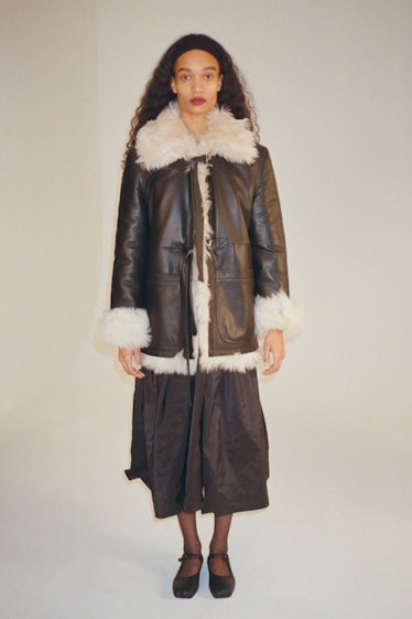 Sandy Liang fur lined coat. 