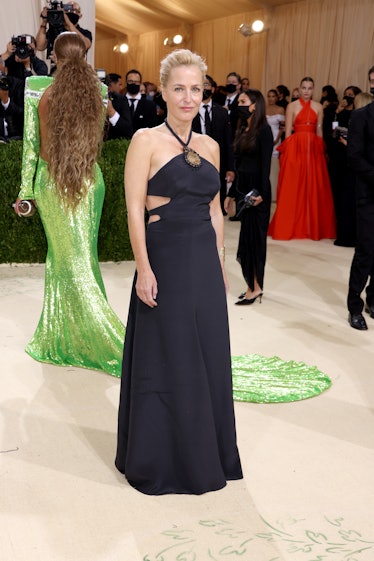 Gillian Anderson attends The 2021 Met Gala Celebrating In America: A Lexicon Of Fashion at Metropoli...