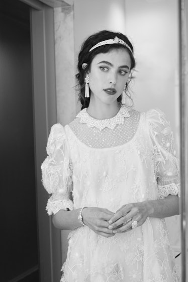 Haute couture: Chanel designs a traditionally elegant wedding dress worn by  actress Margaret Qualley