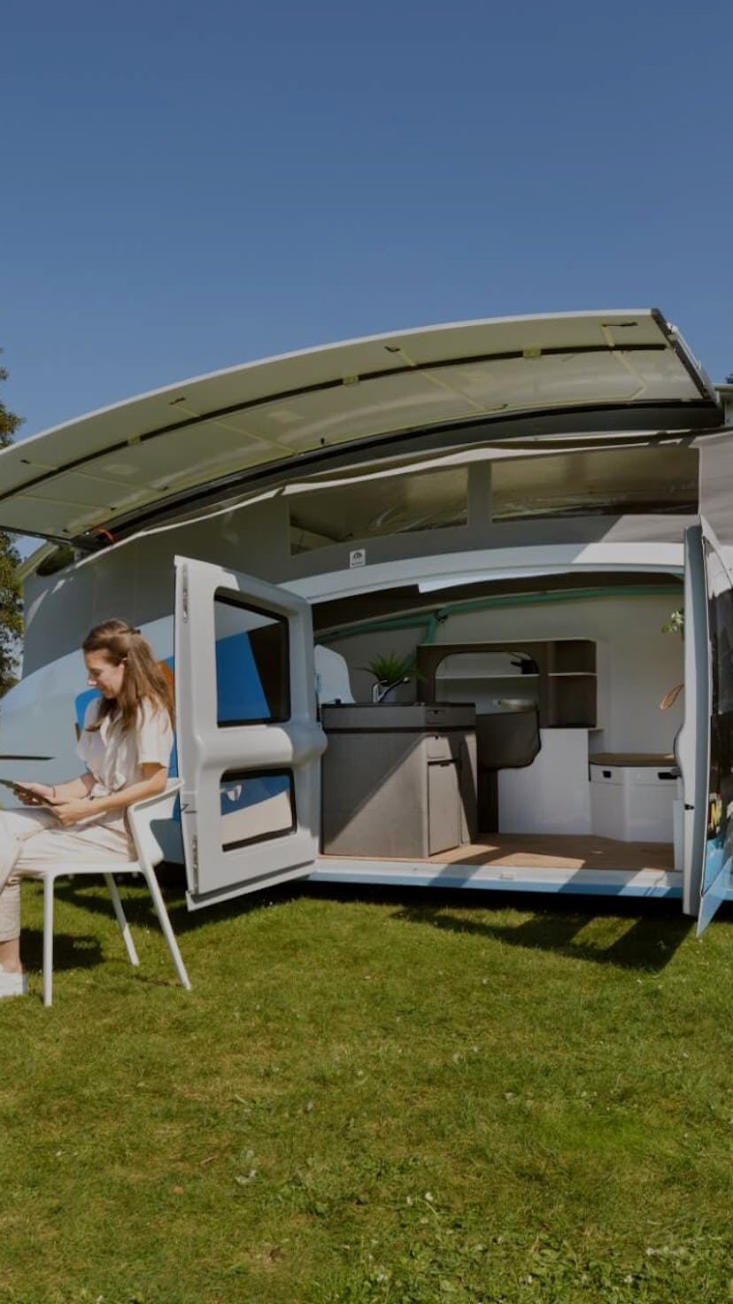 Conceptual image of the Stella Vita, an electric solar-powered RV. Electric vehicle. EV. EVs. Electr...