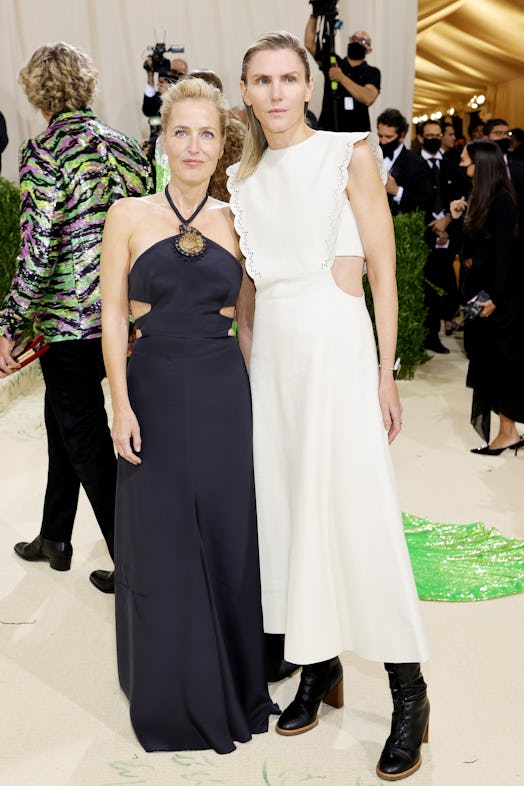 Gillian Anderson and Gabriela Hearst attend The 2021 Met Gala Celebrating In America: A Lexicon Of F...