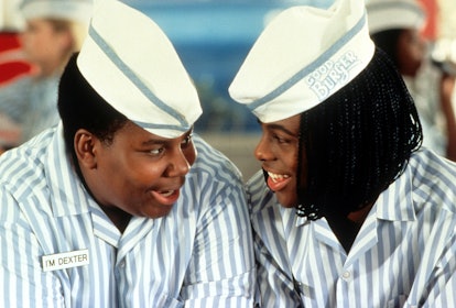 Kenan Thompson and Kel Mitchell smiling in a scene from the film 'Good Burger.'