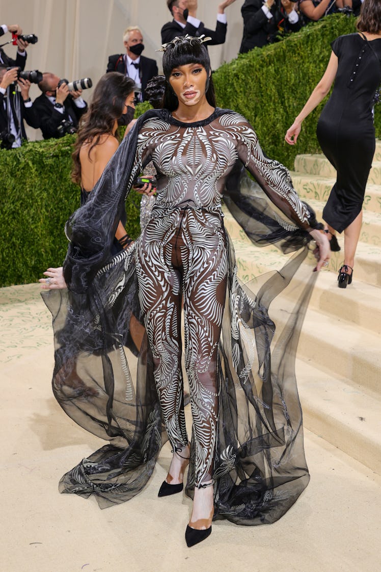 Winnie Harlow attends The 2021 Met Gala Celebrating In America: A Lexicon Of Fashion at Metropolitan...