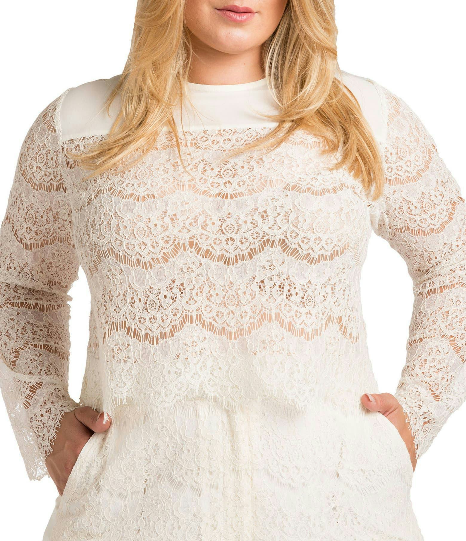 Standards &amp; Practices Plus Size Sydney Lace Skimmer Top