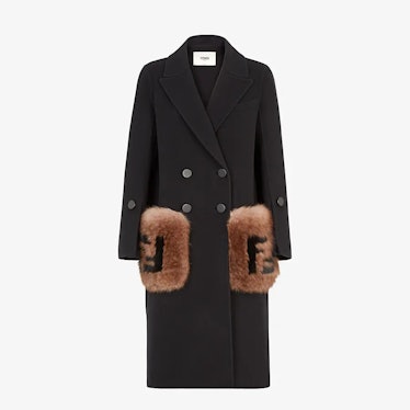 FENDI's black wool coat. 